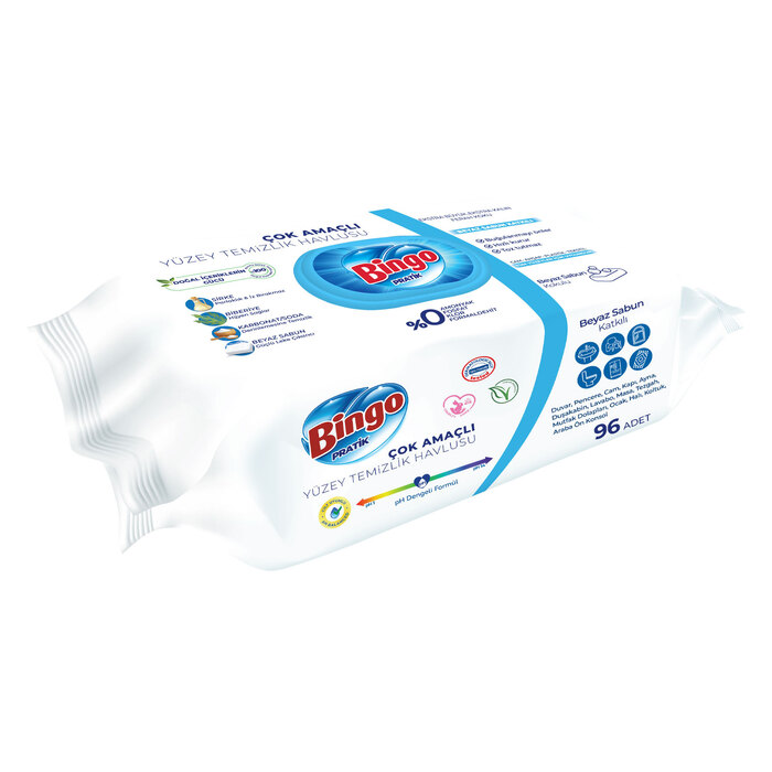 BİNGO YÜZEY HAVLUSU BEYAZ SABUN 96 LI