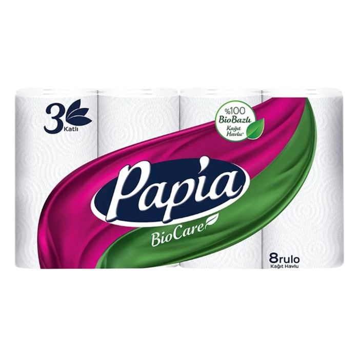 PAPİA BİOCARE KAĞIT HAVLU 3 KATLI 8'Lİ