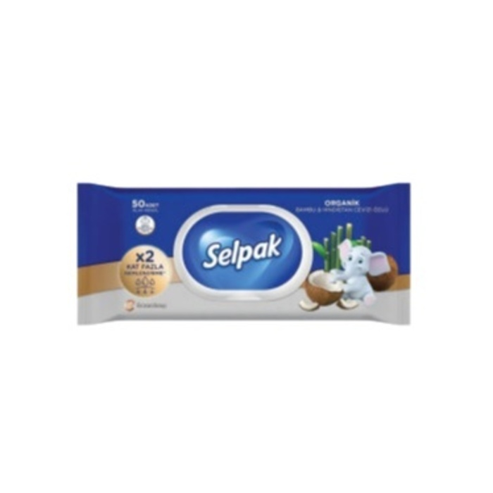 SELPAK BAMBU HİNDİSTAN CEVİZLİ ISLAK MENDİL 50 Lİ
