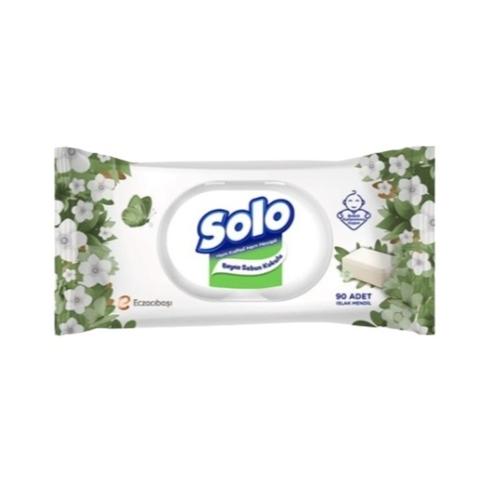SOLO ISLAK MENDİL BEYAZ SABUN KOKULU 90 LI
