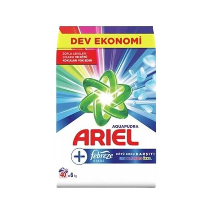 ARİEL FEBREZE ETKİLİ RENKLİLERE ÖZEL AQUA TOZ ÇAMAşIR DETERJANI 6KG