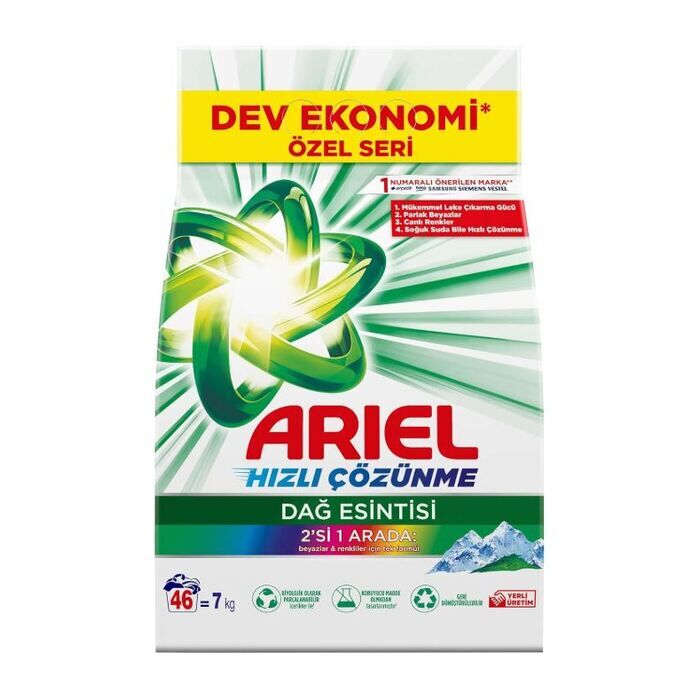 ARİEL DAĞ ESİNTİSİ BEYAZ VE RENKLİLER 7 KG