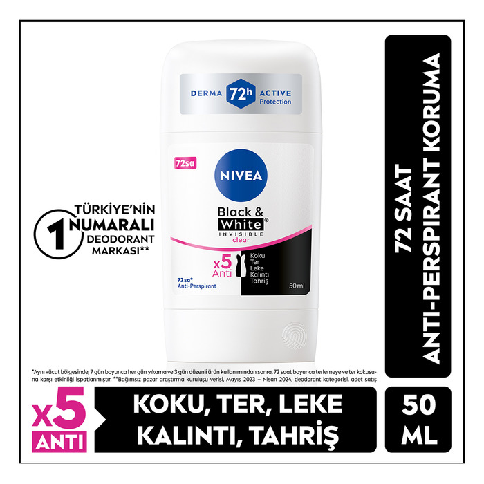 NİVEA WOMEN KBLACK WHİTE INVİSİBLE CLEAR STİC DEO 50 ML