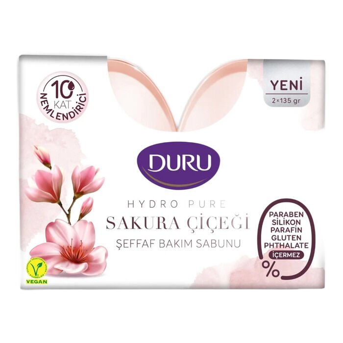 DURU HYDROPURE ŞAKURA ÇİÇEĞİ BAKIM SABUNU135 GR*2
