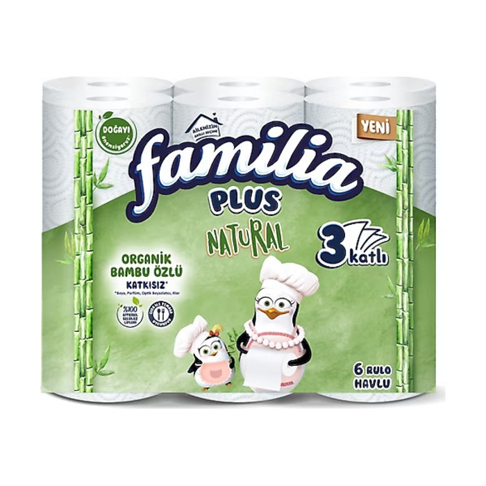 FAMİLİA PLUS NATURAL KAĞIT HAVLU 3 KATLI 6 LI