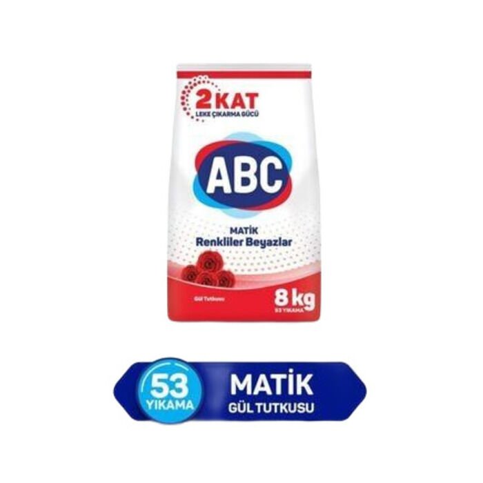 ABC MATİK TOZ ÇAMAşIR DET.RENKLİ VE BEYAZLAR İÇİN GÜL 8 KG